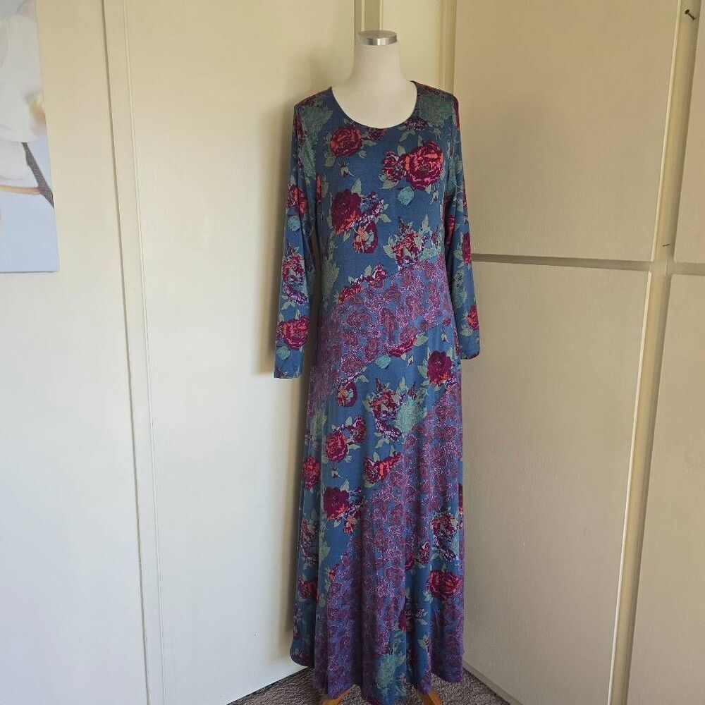 Soft Surroundings A-Line Purple/Blue Maxi Dress, Long Sleeve, EUC, M - Picture 3 of 12